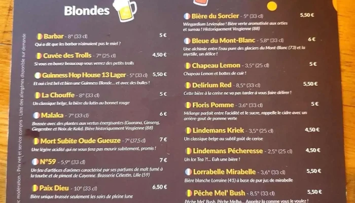 Beers Corner Menu - Le Plessis-belleville