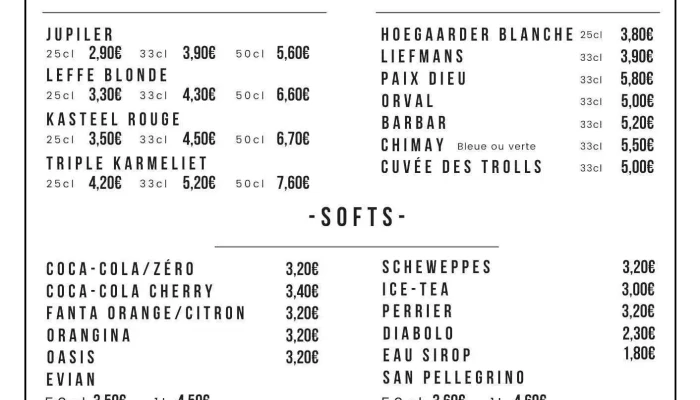 Le B59 -  Menu - Maubeuge
