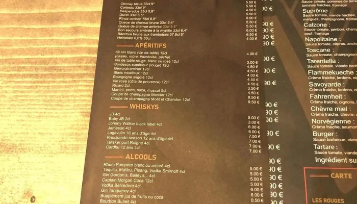Le Fahrenheits Les Mouettes Menu - Fort-mahon-plage
